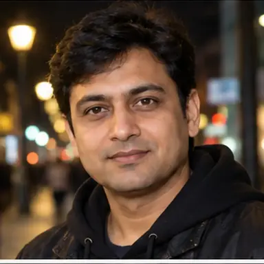 Urban streetwear profile portrait at night with subtle flash and blurred city lights.